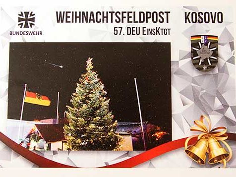 Herzliche weihnachtliche Grüße per Feldpostkarte des DEU EinsKtgt KFOR